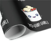 Papier Cadeau Yo-gurt Gurl Funny Yaourt Pun Dark BG (Coin rond)