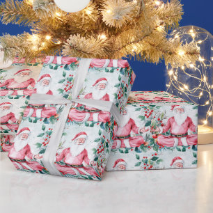 Papier Cadeau Yoga Noël Père Noël instructeur