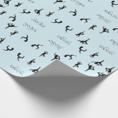 Papier Cadeau Yoga pose et texte motif sur bleu (Coin)