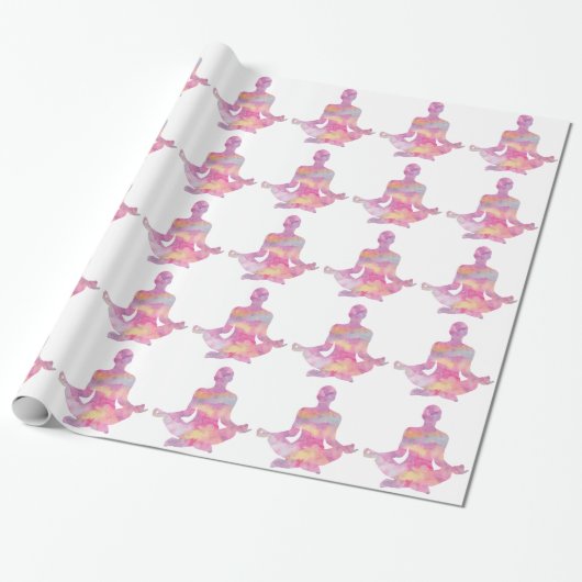 Papier Cadeau Yogi rose pourpre méditant (Déroulé)