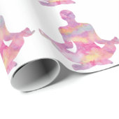 Papier Cadeau Yogi rose pourpre méditant (Coin rond)