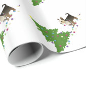 Papier Cadeau Yorkie Design de Noël (Coin rond)