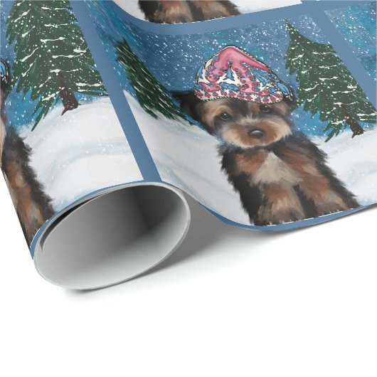 PAPIER CADEAU YORKIE POO (Coin rond)