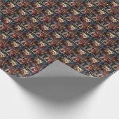 Papier Cadeau Yorkipod Chien avec des cadeaux de Noël cheminée (Coin)