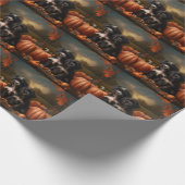 Papier Cadeau Yorkipoo Chiot Automne Citrouille délice (Coin)