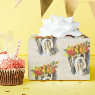 Papier Cadeau Yorkshire Terrier automnal