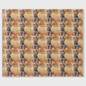 Papier Cadeau Yorkshire Terrier Automne quitte Thanksgiving Art (Plat)