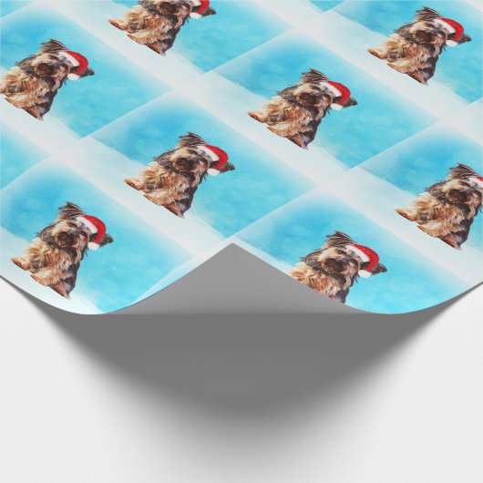 Papier Cadeau Yorkshire Terrier Chien avec Noël Santa Hat (Coin)