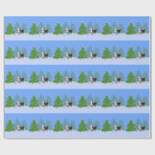 Papier Cadeau Yorkshire Terrier décorant Noël Arbre-forêt (Plat)