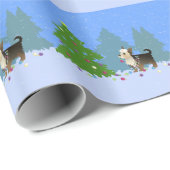 Papier Cadeau Yorkshire Terrier décorant Noël Arbre-forêt (Coin rond)