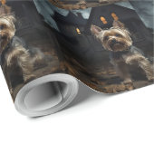 Papier Cadeau Yorkshire Terrier Halloween Épouvantable (Coin rond)