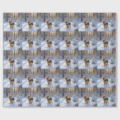 Papier Cadeau Yorkshire Terrier Laisser Neige Noël (Plat)