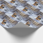 Papier Cadeau Yorkshire Terrier Laisser Neige Noël (Coin)