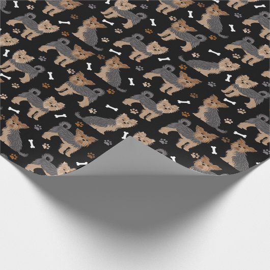 Papier Cadeau Yorkshire Terrier Paws et Bones Yorkie Chien (Coin)