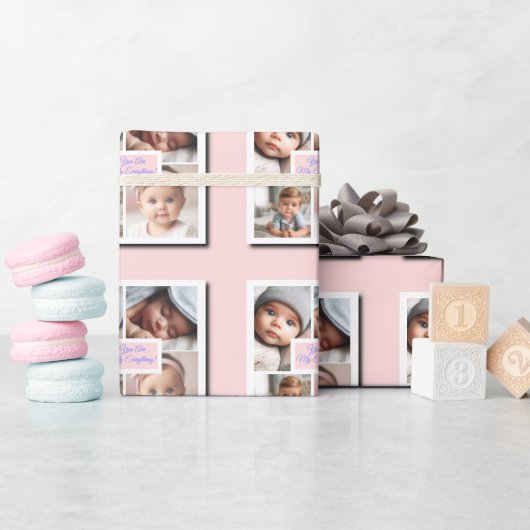 Papier Cadeau You Are My Everything Photo Collage on Pink (Baby Shower)