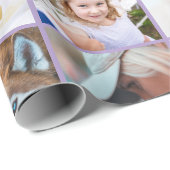 Papier Cadeau Your Photo Custom Grid Collage Lavender purple (Coin rond)