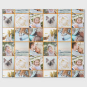 Papier Cadeau Your Photo Custom Grid Collage Orange (Plat)