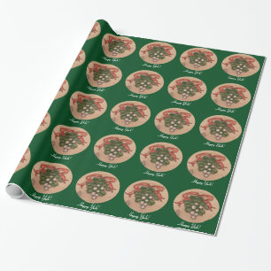Papier Cadeau Yule Winter Solstice Mistletoe Retro