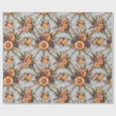 Papier Cadeau Yule Winter Solstice Pin Naturel & Orange (Plat)