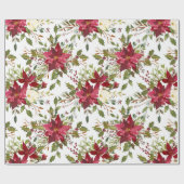 Papier Cadeau Yuletide | Fête de Noël des baies de Poinsettia (Plat)
