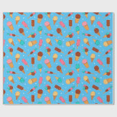 Papier Cadeau Yummy Ice Cream Motif | Bleu (Plat)