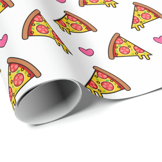 Papier Cadeau Yummy Pizza Slices Motif (Coin rond)