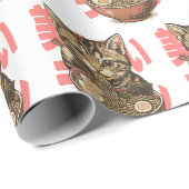 Papier Cadeau Yummy Ramen Kitten (Coin rond)