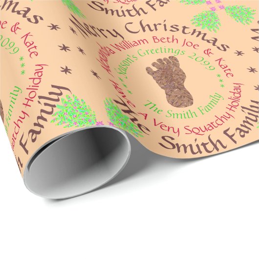 Papier Cadeau Z Bigfoot Sasquatch Track Noël personnalisé (Coin rond)