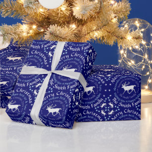 Papier Cadeau Z Blanc Caribou Reindeer Noël Personnalisé
