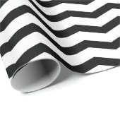 Papier Cadeau Zag zig en chevron noir et blanc motif Noël (Coin rond)