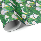 Papier Cadeau Zantedeschias blancs (Coin rond)