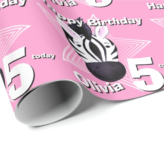 Papier Cadeau Zebra art ajouter votre âge et nom emballage d'ann (Coin rond)