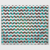 Papier Cadeau Zebra Chevron Impression Brown et Turquoise (Plat)