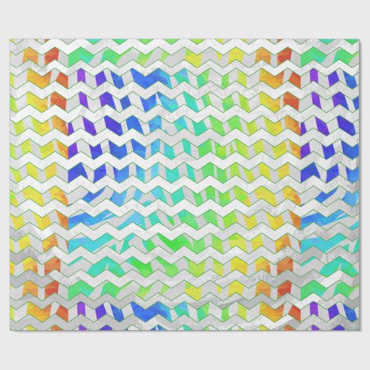 Papier Cadeau Zebra Chevron Rainbow et White Print (Plat)