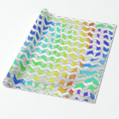 Papier Cadeau Zebra Chevron Rainbow et White Print (Déroulé)