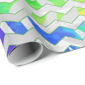 Papier Cadeau Zebra Chevron Rainbow et White Print (Coin rond)