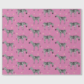 Papier Cadeau Zebra dans Savanna Safari Motif sur Pink (Plat)
