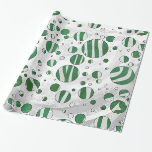 Papier Cadeau Zebra Green et White Polka Dot