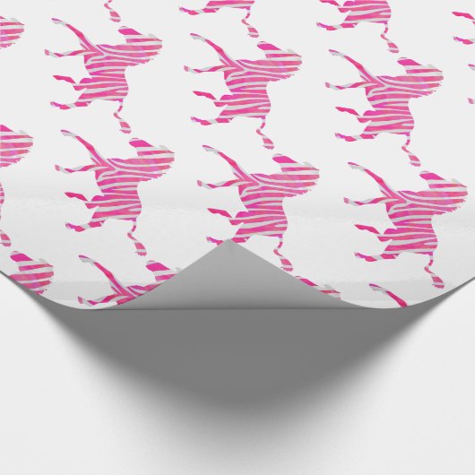 Papier Cadeau Zebra Hot rose et blanc Silhouette (Coin)