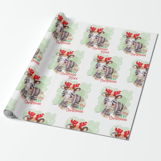 Papier Cadeau Zebra, mon premier Noël (Déroulé)