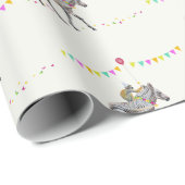 Papier Cadeau Zebra Monkey Balloon Party gift wrapppaper (Coin rond)
