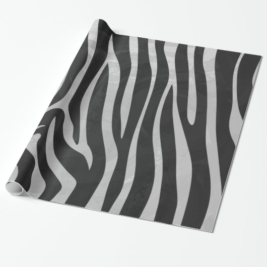 Papier Cadeau Zebra noir et gris clair (Déroulé)