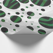 Papier Cadeau Zebra noir et vert Polka point (Coin)