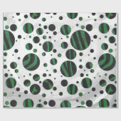 Papier Cadeau Zebra noir et vert Polka point (Plat)