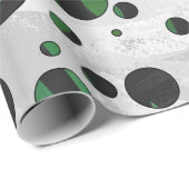 Papier Cadeau Zebra noir et vert Polka point (Coin rond)