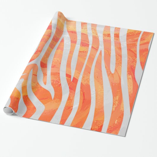 Papier Cadeau Zebra Orange and White Print (Déroulé)