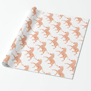 Papier Cadeau Zebra Orange et Silhouette blanche
