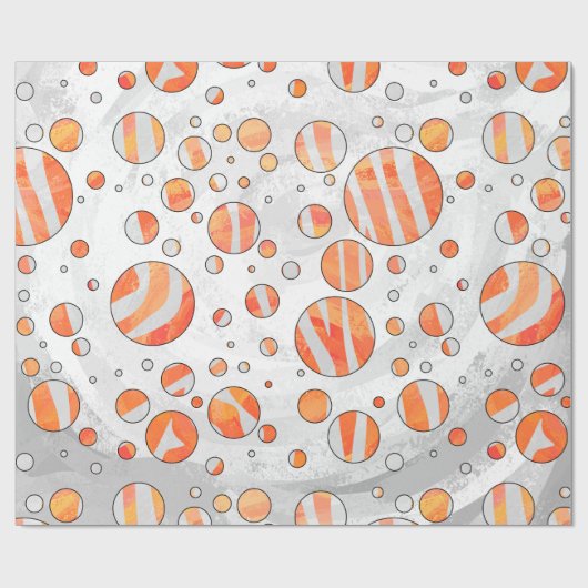 Papier Cadeau Zebra Orange et White Polka Dot (Plat)