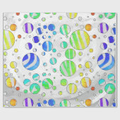 Papier Cadeau Zebra Polka Dot Arc-en-ciel et impression blanche (Plat)