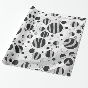 Papier Cadeau Zebra Polka point noir et gris clair